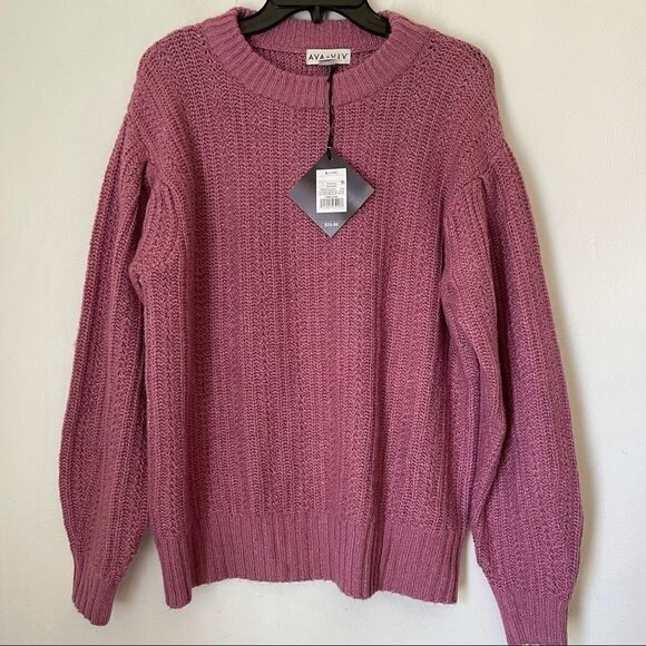 AVA VIV SWEATER Plus Size X 14W Lilac Pink Balloon sleeve - Picture 1 of 6